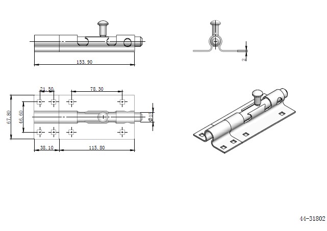 插銷44-31802 工藝尺寸圖示