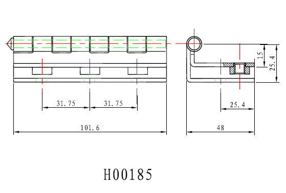 H00185型鉸鏈尺寸示意圖